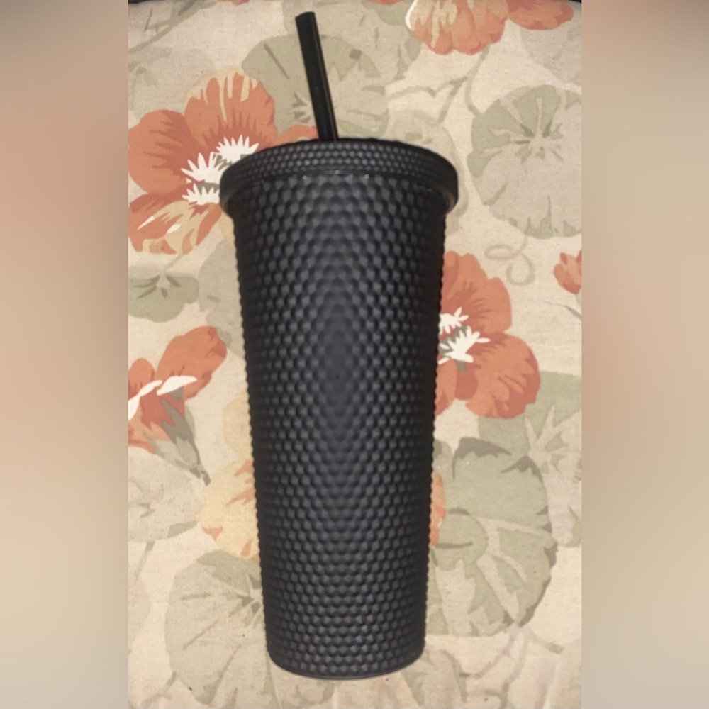 Tumbler Rubberized with Straw, Black - 24oz